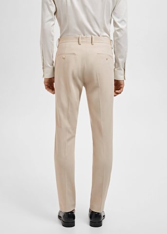 MANGO MAN Regular Pleated Pants 'Paris' in Beige