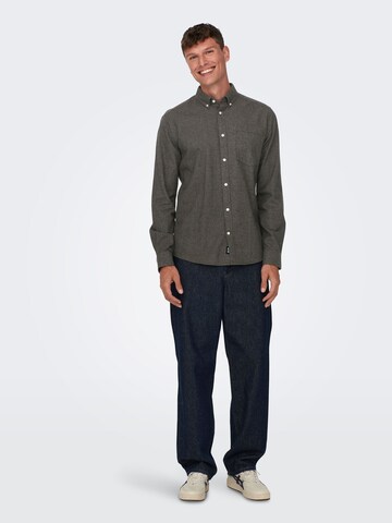 Only & Sons Regular fit Overhemd in Bruin