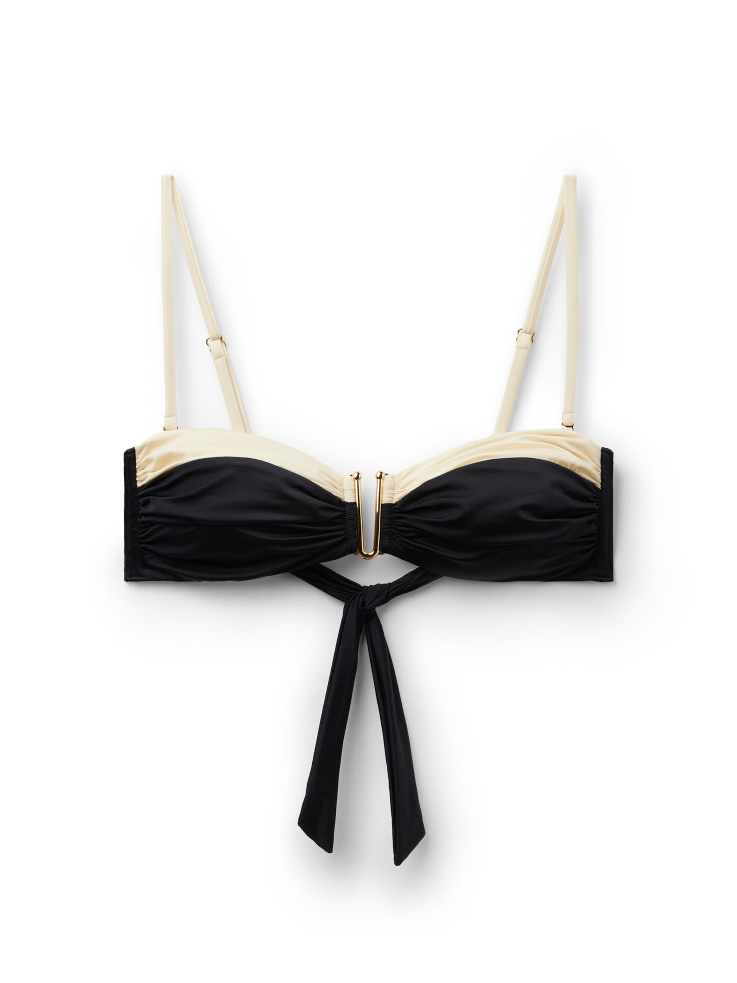 CALZEDONIA Bandeau Bikinitop 'Elegant Bicolor' in Schwarz: Vorderseite