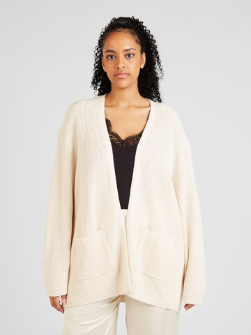 Vero Moda Curve Gebreid vest 'FABULOUS' in Beige: voorkant