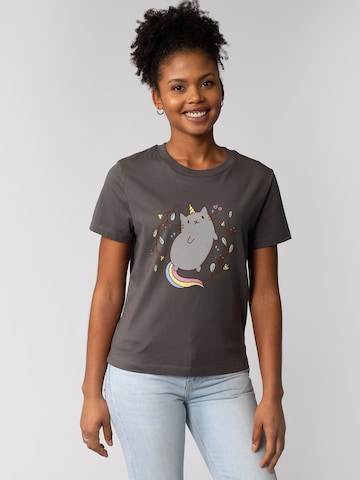 Watapparel Shirt 'Unicorn Cat' in Grijs: voorkant