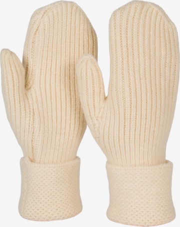 styleBREAKER Fingerhandschuhe 'Strick Fäustlinge mit gemustertem Bund' in Beige: Vorderseite