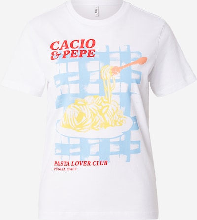 Marškinėliai 'ONLKATE' iš ONLY, spalva – šviesiai mėlyna / geltona / raudona / balta, Prekių apžvalga