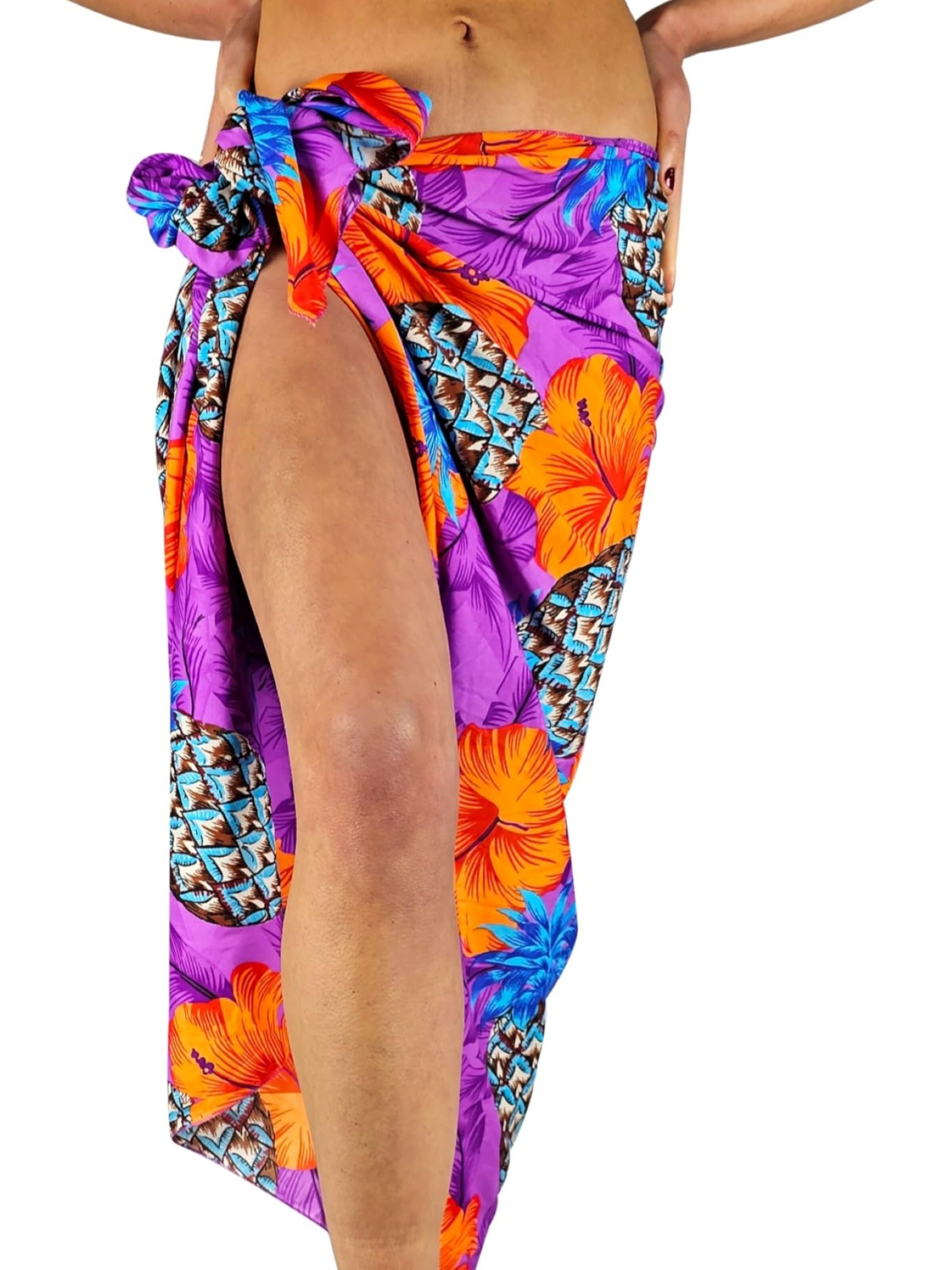 King Kameha Scarf 'Pineapple Hibiscus Shadow Line' in Purple