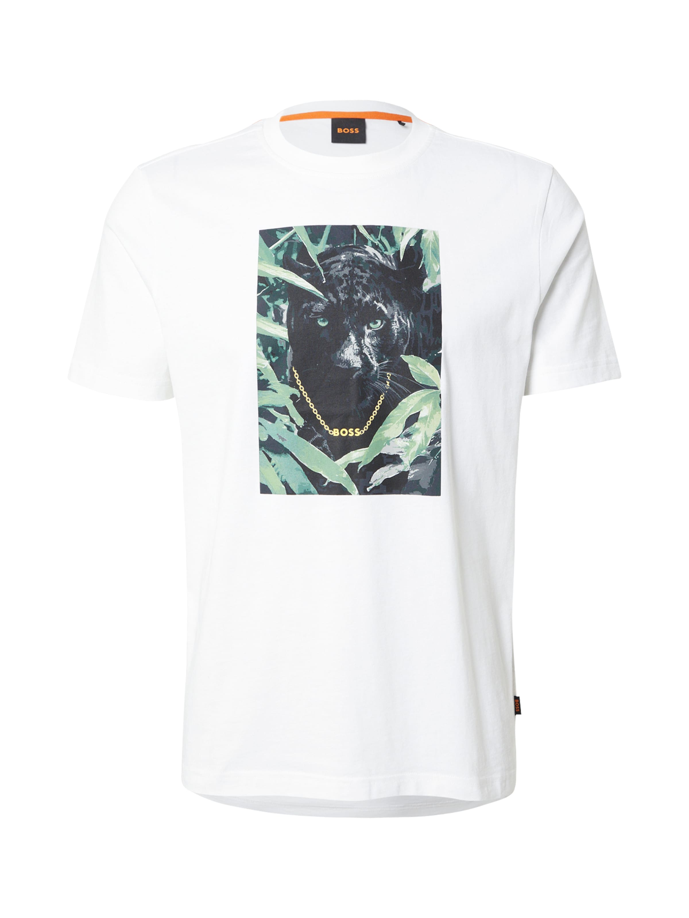 BOSS Тениска 'Animali' в бяло: отпред