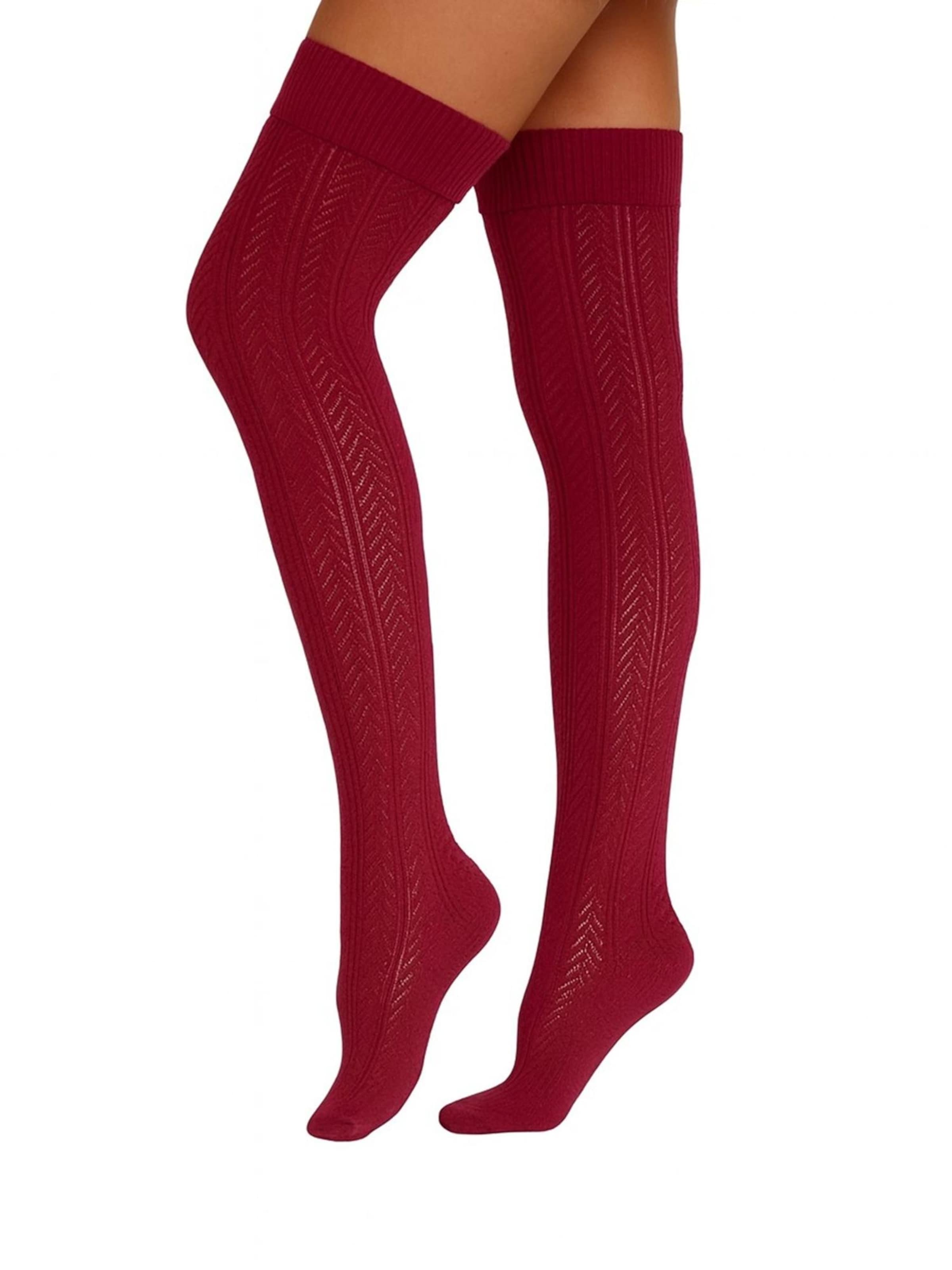 Lycille Over the Knee Socks in Red