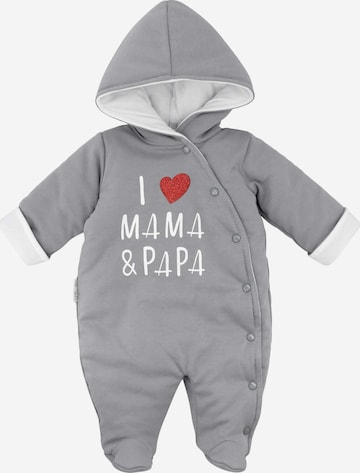 Baby Sweets Athletic Suit 'I love Mama & Papa' in Grey: front