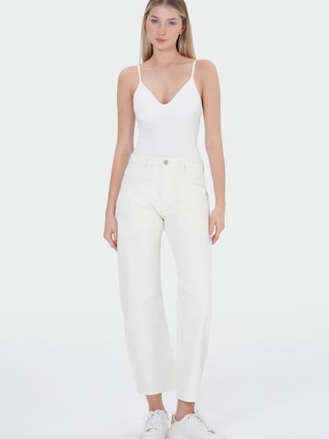 Barrel Jean M.O.D MIRACLE OF DENIM en blanc : devant