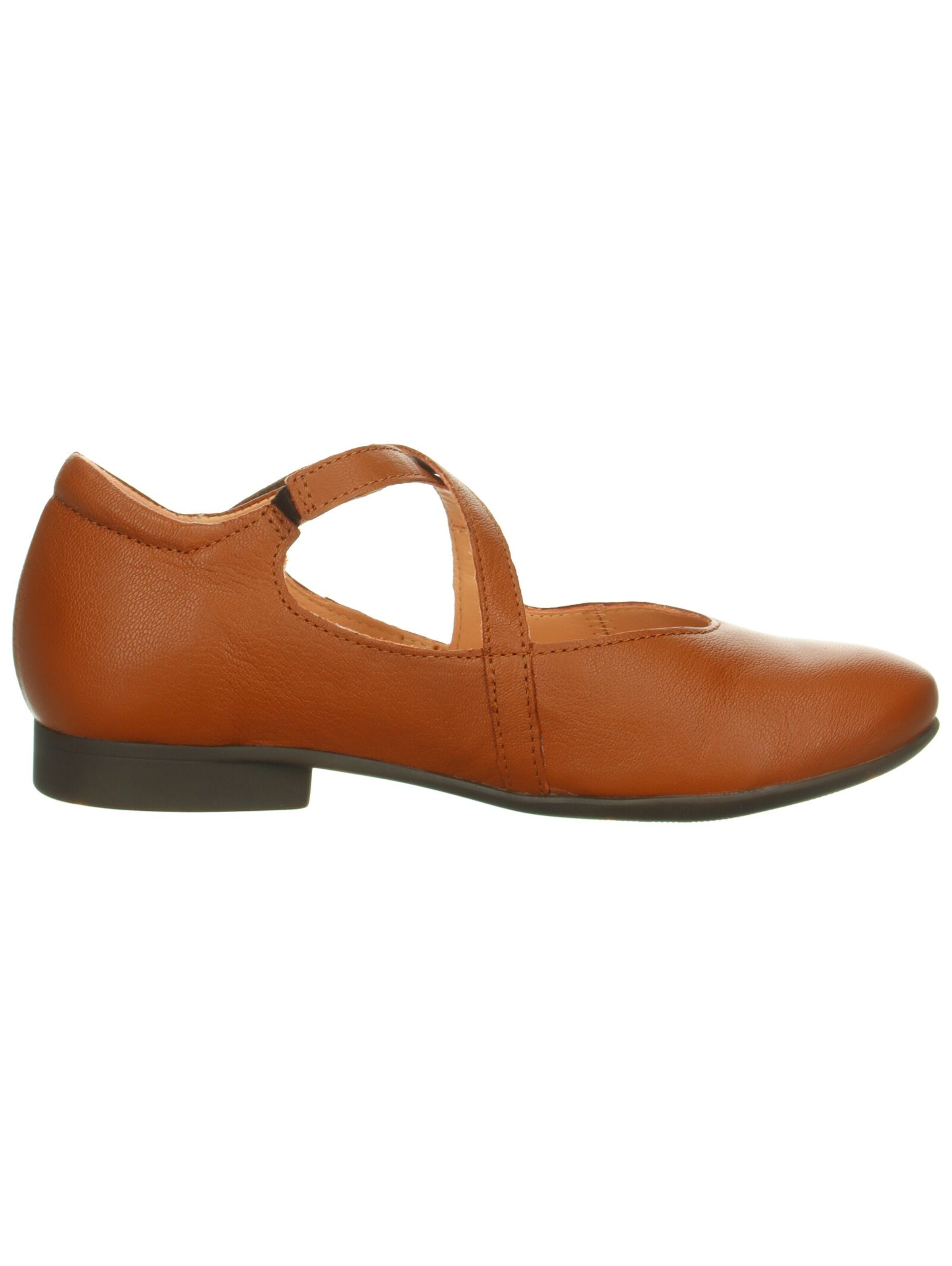 THINK! Ballet Flats with Strap in Brown