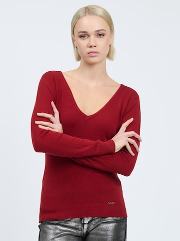 Pulover de la Influencer pe roșu: față