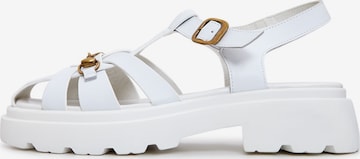 CESARE GASPARI Strap Sandals in White: front