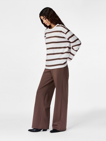 PIECES Wide leg Trousers 'PCGunhild' in Brown