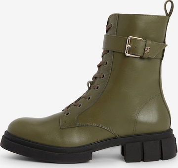 TOMMY HILFIGER Lace-Up Ankle Boots in Green: front