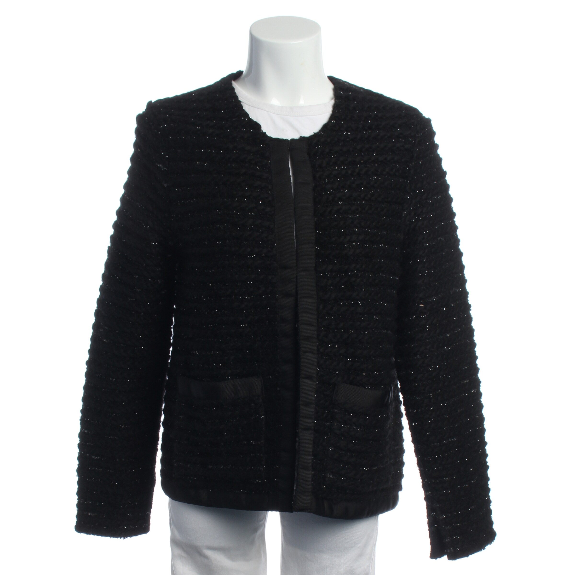 Karl Lagerfeld Pullover / Strickjacke L in Schwarz: Vorderseite