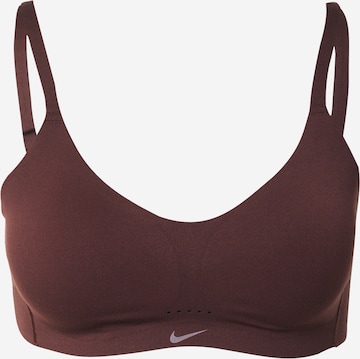 NIKE Bustier Sport-BH 'ALATE MINIMALIST' in Braun: Vorderseite