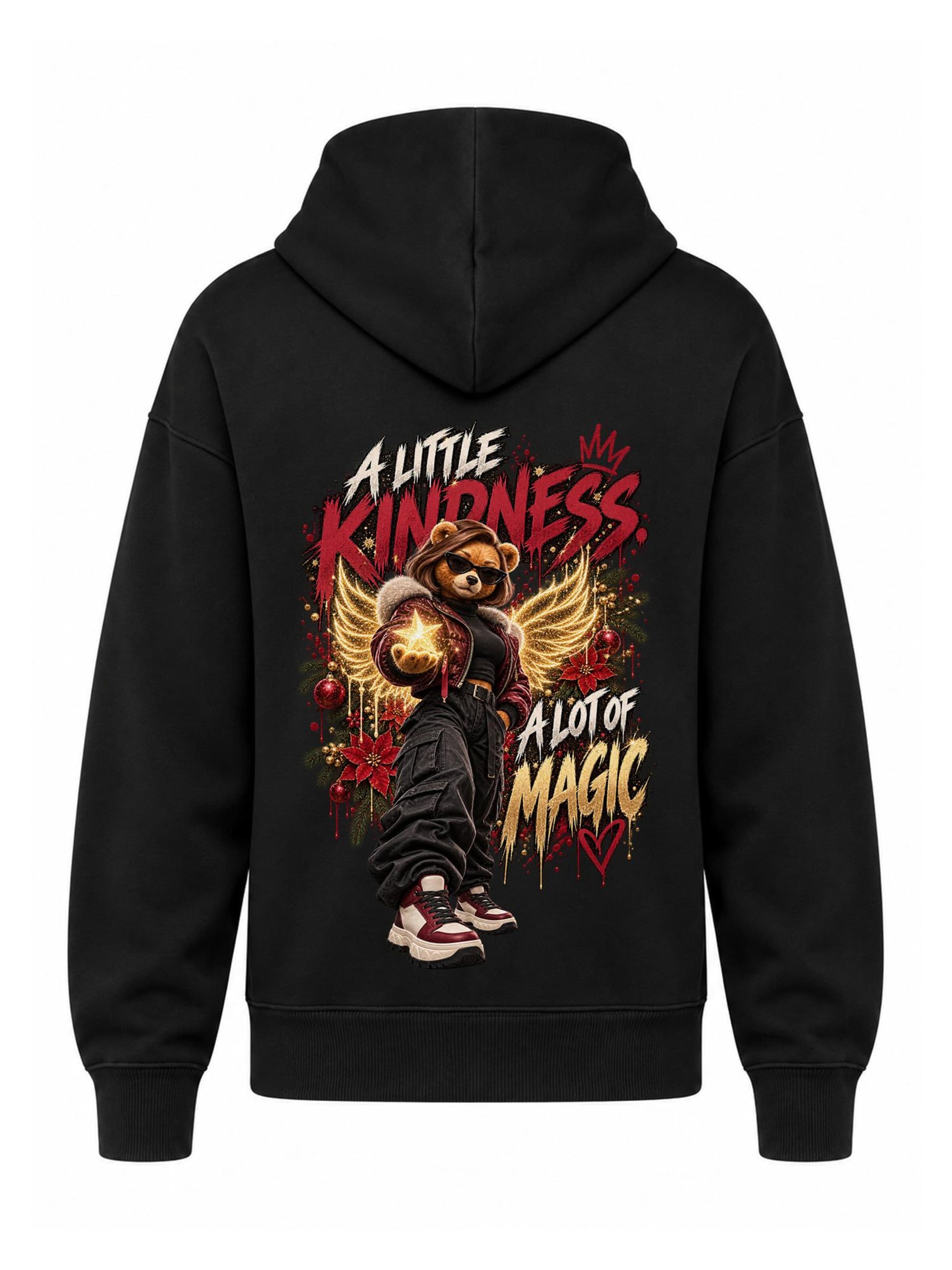 LUNØIR Studio Sweatshirt 'BOSS Femme Holiday Angel' in Black: front