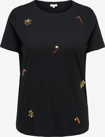 Maglietta 'ONCXMAS YRSA CHRISTMAS' di ONLY Curve in nero: frontale