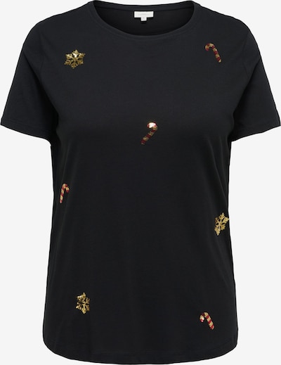 ONLY Curve T-Shirt 'ONCXMAS YRSA CHRISTMAS' in 4XL in gold / dunkelrot / schwarz, Produktansicht