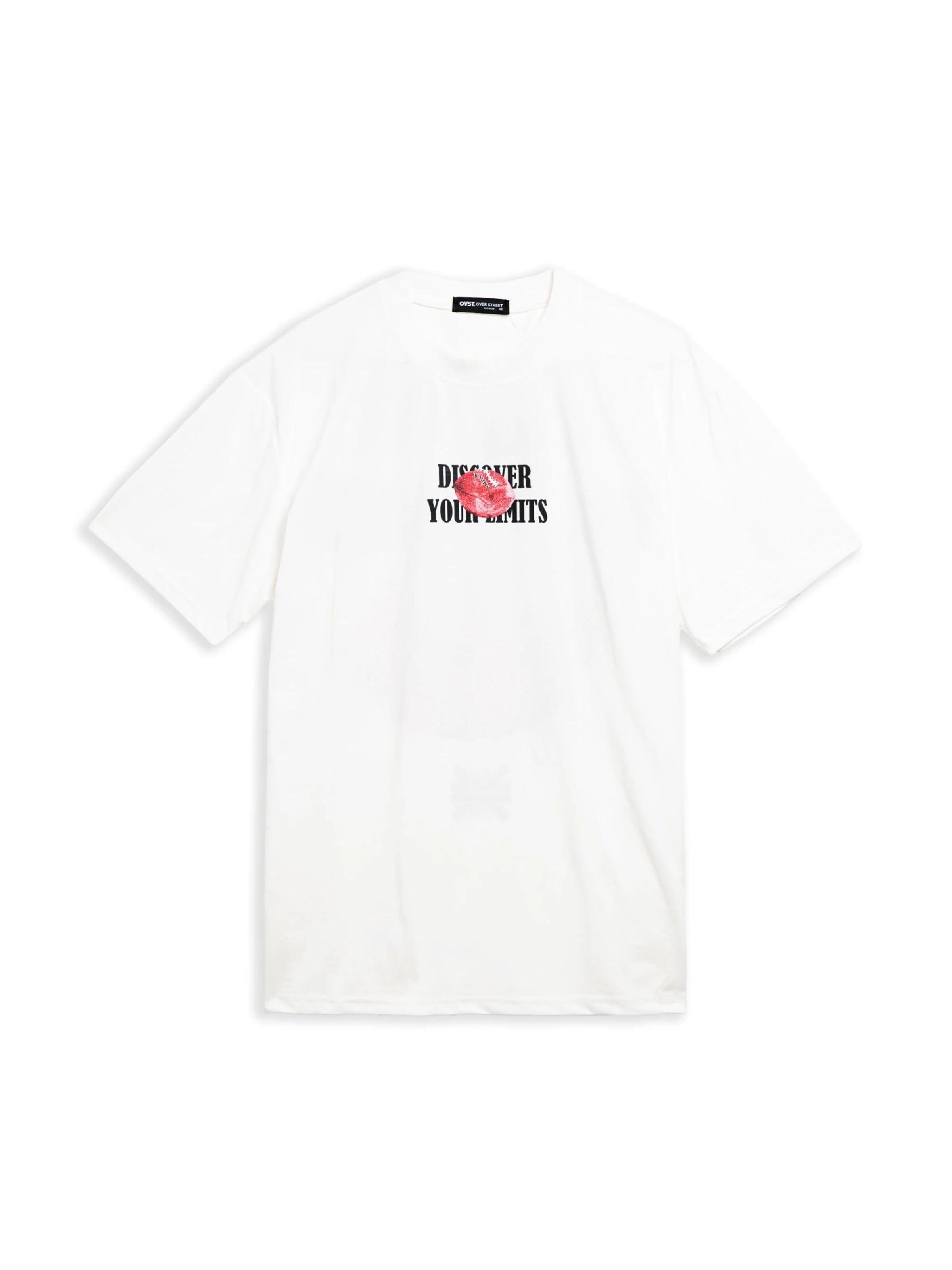OVER STREET Shirt 'Camiseta blanca discover your limits oversized tee' in White: front