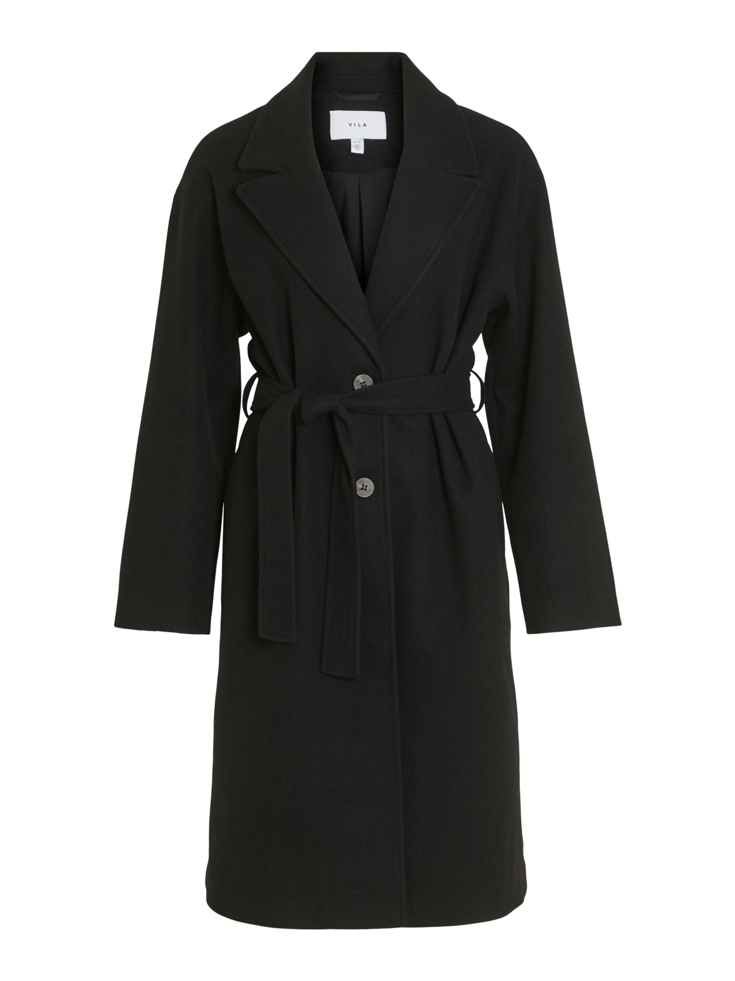 VILA Between-Seasons Coat in Black: front
