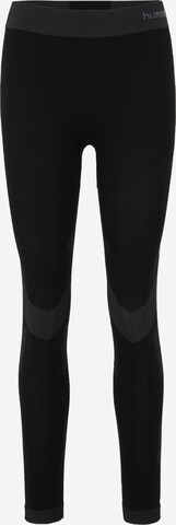 Skinny Pantalon de sport Hummel en noir : devant