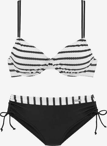 LASCANA T-shirt Bikini in Black: front