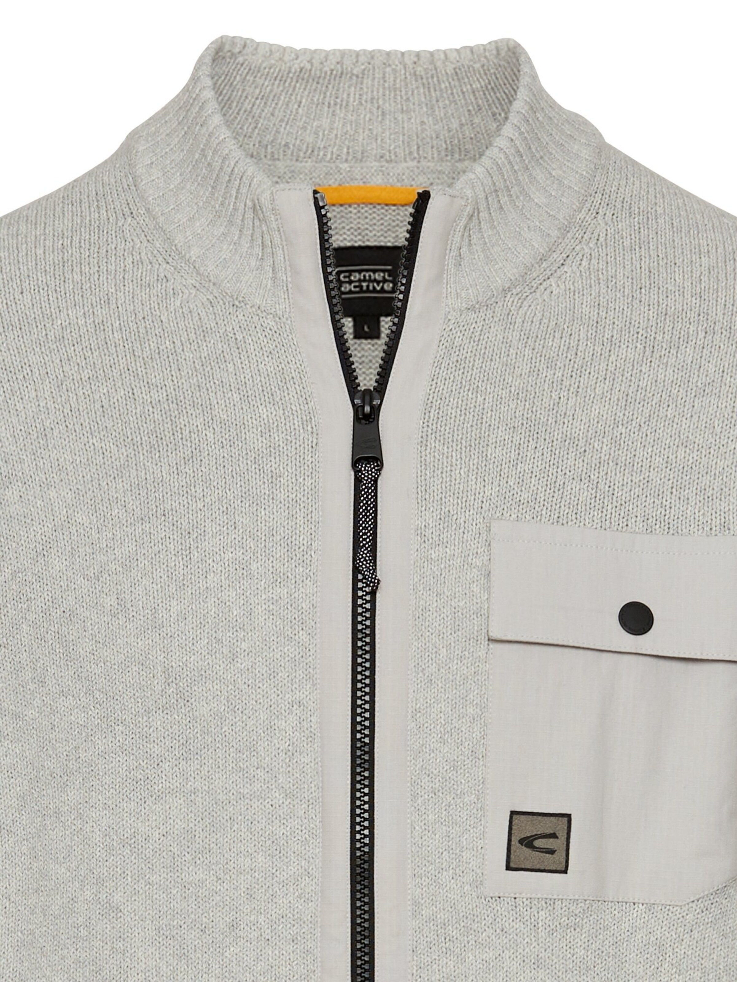 CAMEL ACTIVE Strickjacke mit Troyer-Kragen in Grau