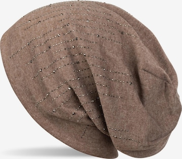 styleBREAKER Mütze 'Beanie mit Strass Streifen' in Braun: Vorderseite