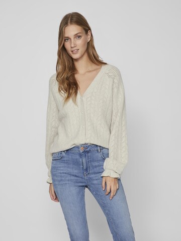 VILA Knit Cardigan in White: front