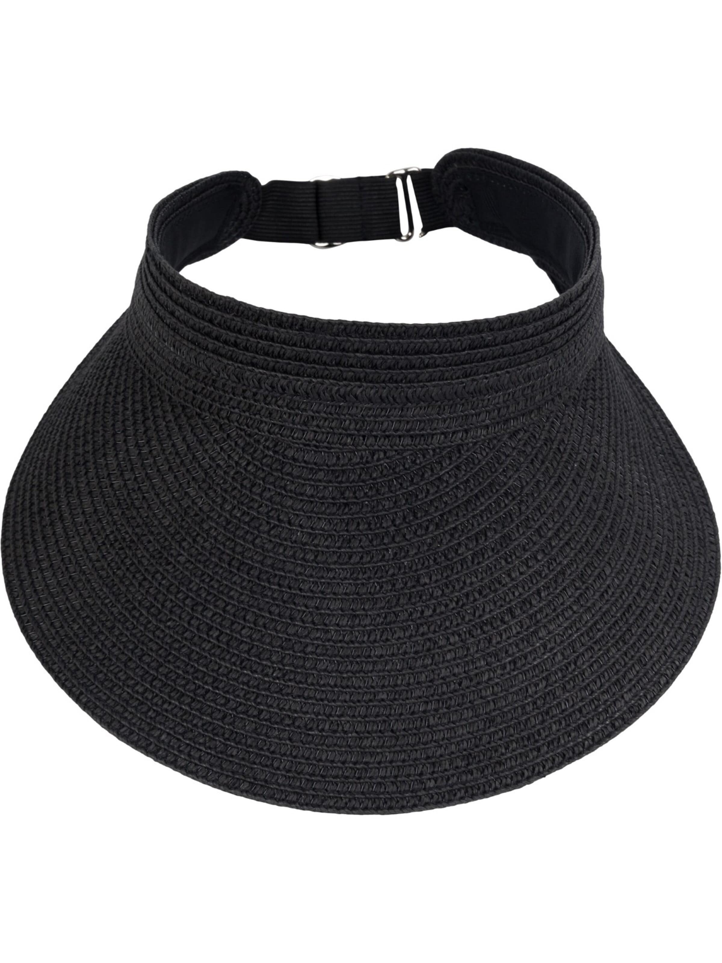 styleBREAKER Cap 'Papierstroh Visor Cap Einfarbig' in Black