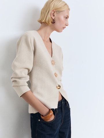 MANGO Gebreid vest 'TONO' in Beige: voorkant