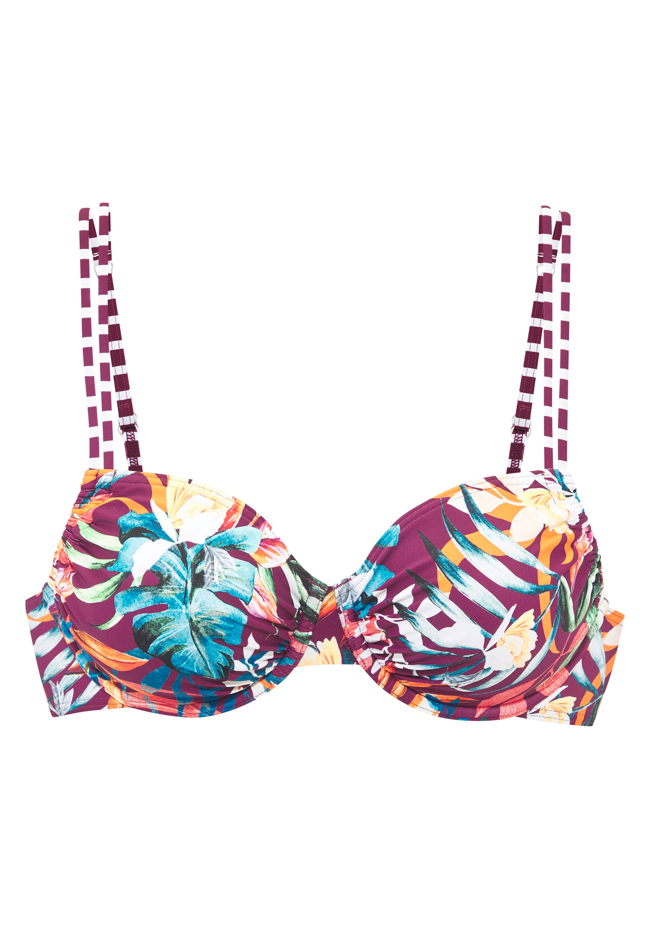 VENICE BEACH Bikini Top in Aqua / Orange / Bordeaux / White, Item view