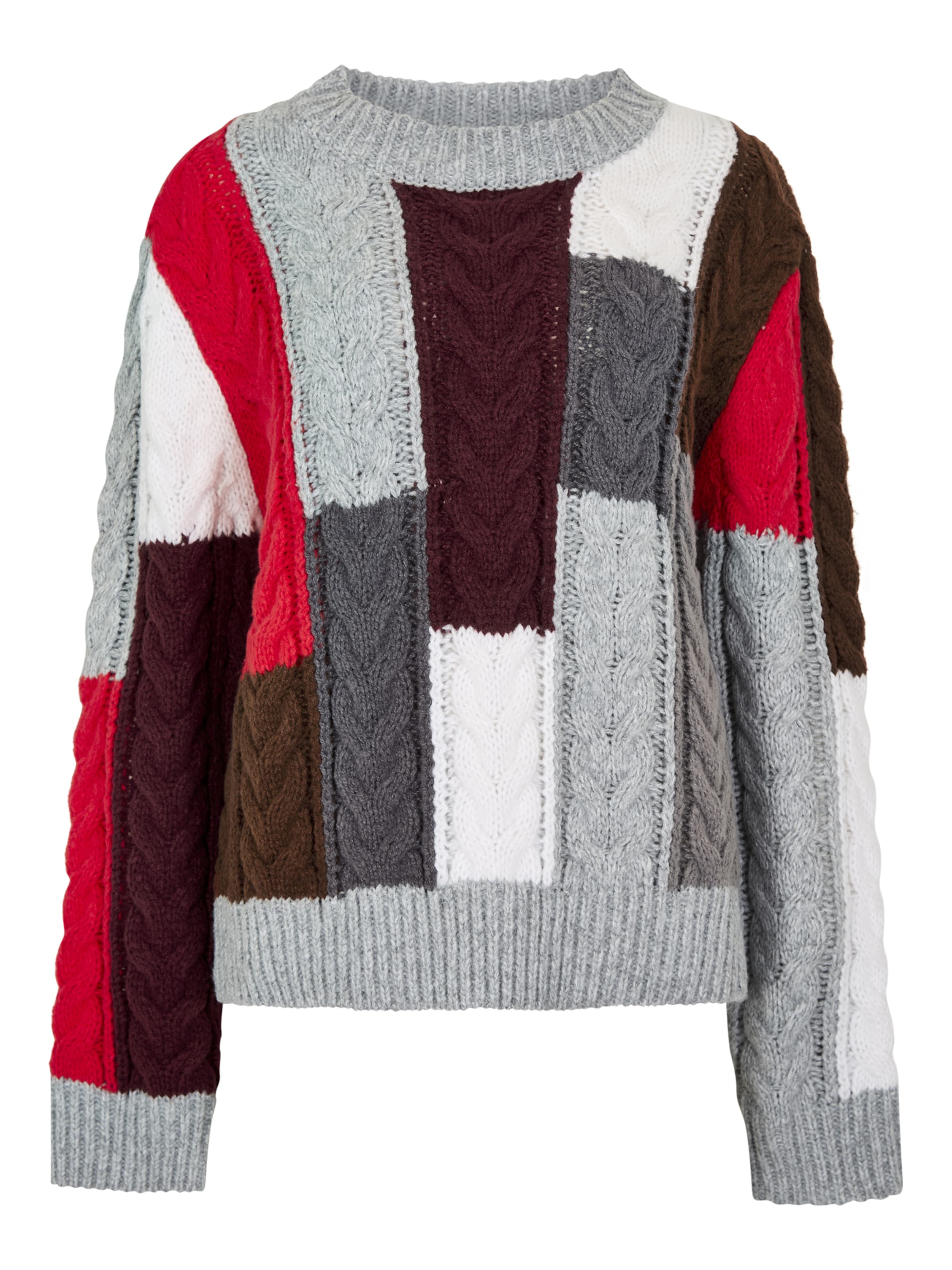 Apricot Colour Block Chunky Knit Cable Jumper ' ' in grau, Produktansicht