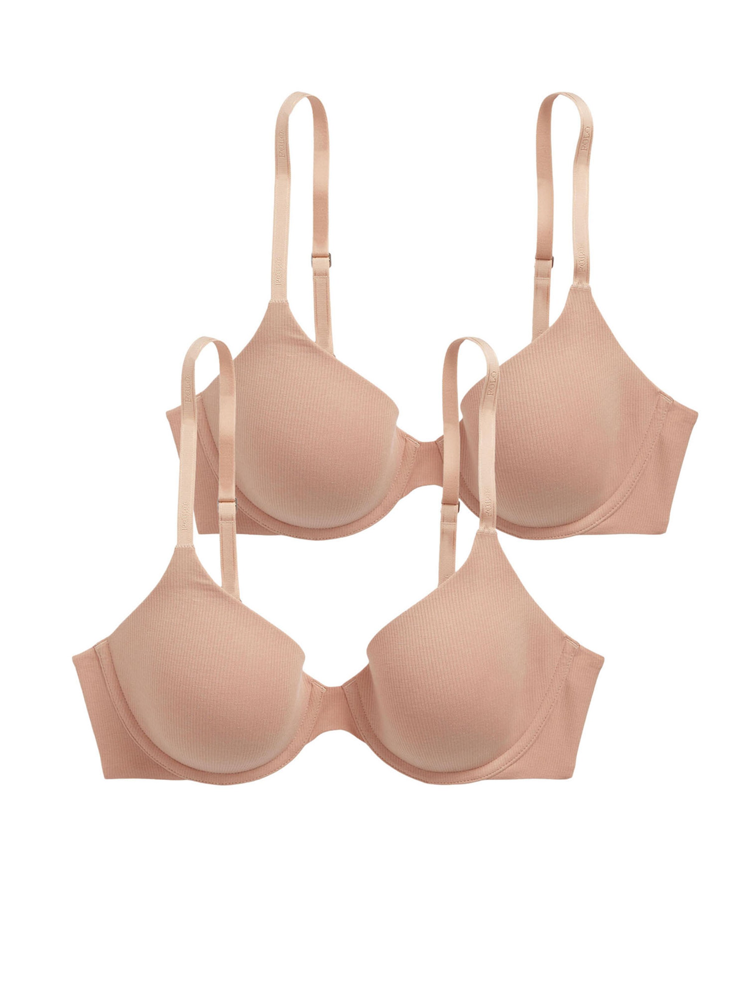 Polo Ralph Lauren T-Shirt Bügel-BH ' Polo Essentials ' in Beige: Vorderseite