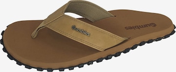 Gumbies T-Bar Sandals in Brown: front