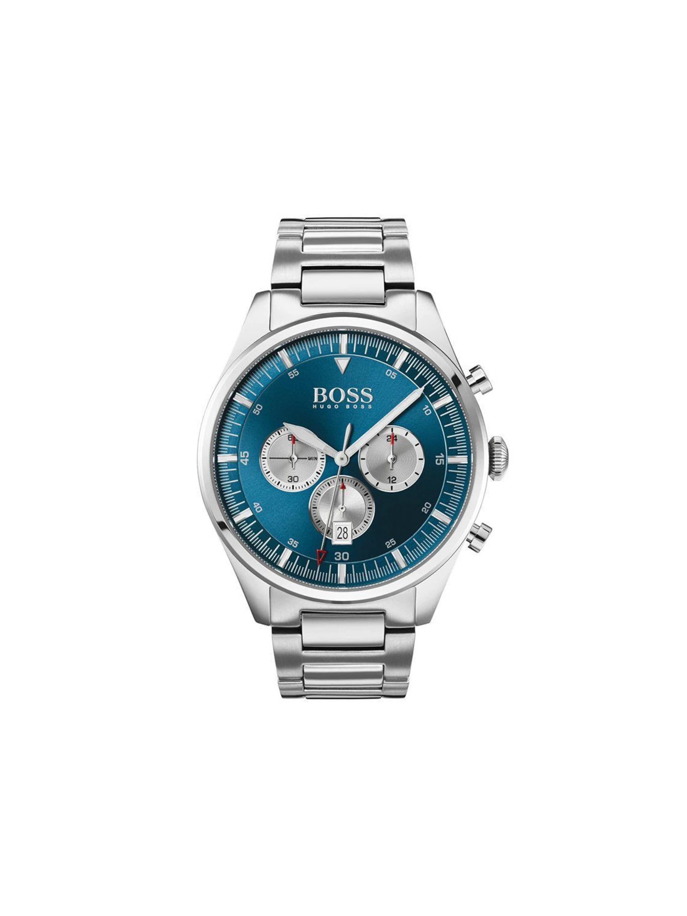 HUGO BOSS - Reloj analógico 'Montre homme Hugo Boss Pioneer chronographe 1513713, cadran bleu et bracelet en acier argenté.' en gris: frente