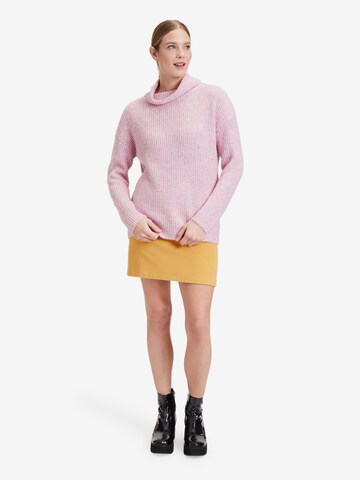 Cartoon Basic-Strickpullover mit Turtle Neck in Pink