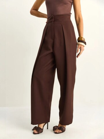 Bianco Lucci Wide leg Bandplooibroek in Bruin