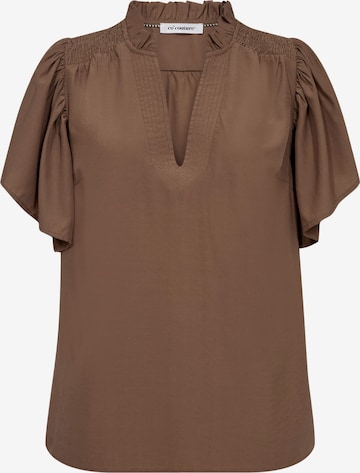 co'couture Pusero 'ToraCC Frill V' värissä ruskea: etupuoli
