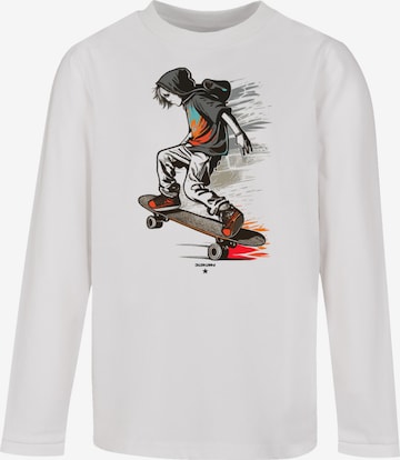 T-Shirt 'Skateboarder' F4NT4STIC en blanc : devant