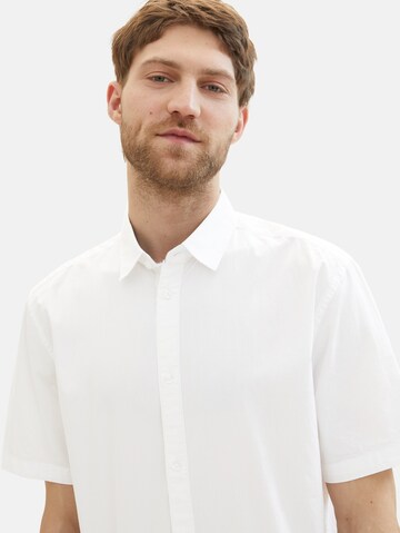 TOM TAILOR Comfort fit Button Up Shirt in White