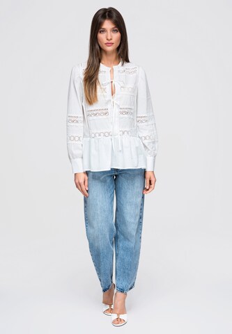 Ombre Bluse in Weiß