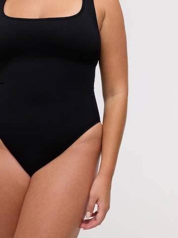cfab Body 'Ribbed Tank Sculpting Bodysuit with Slip' in Zwart