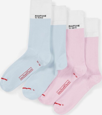 Pantone made by MuseARTa Chaussettes en bleu pastel / orchidée / blanc, Vue avec produit