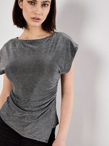 Apricot Sparkle Side Ruched Jersey Top ' ' in Silber