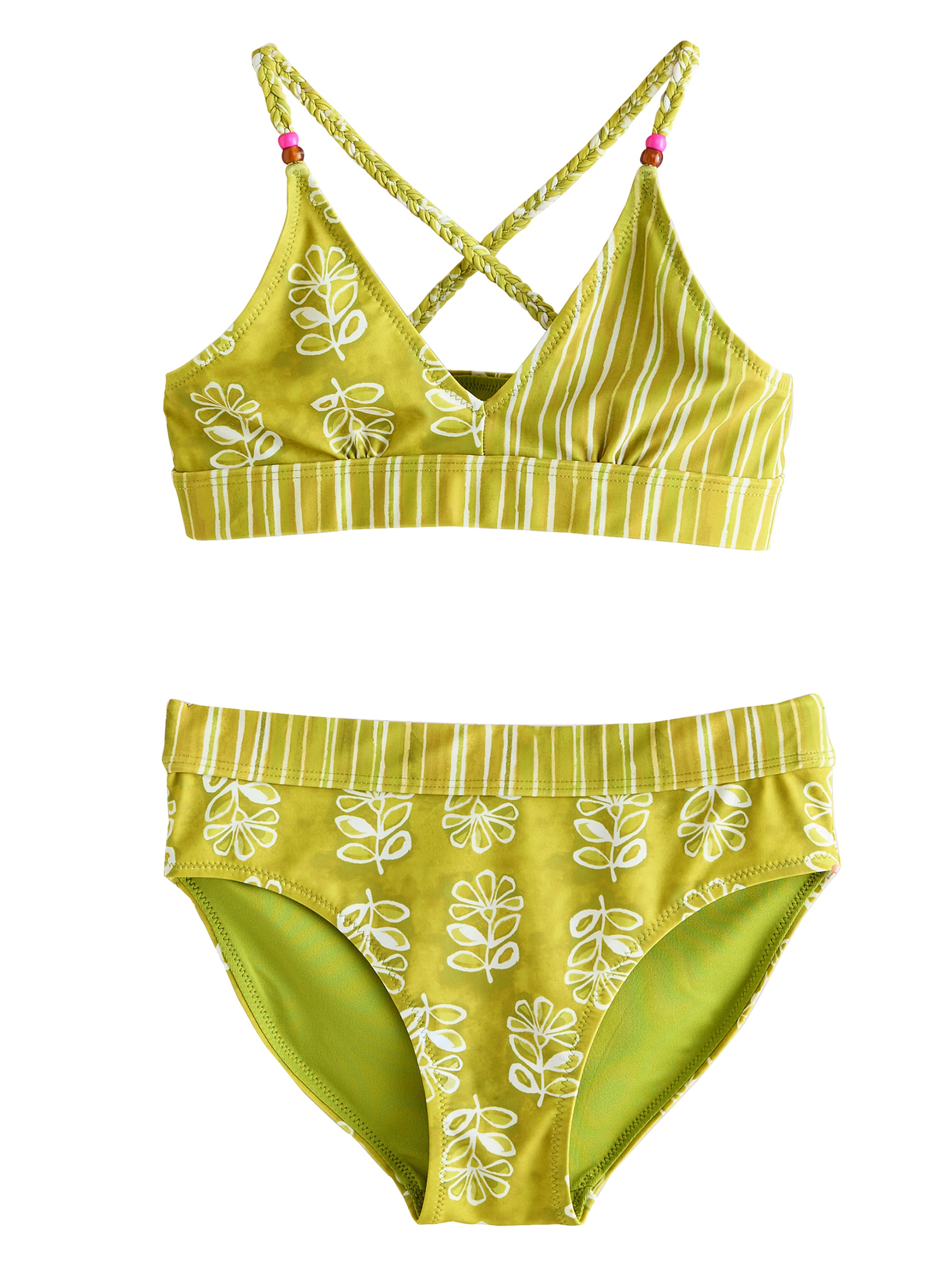 Next Сутиен с триъгълни чашки Бански тип бикини в зелено: отпред