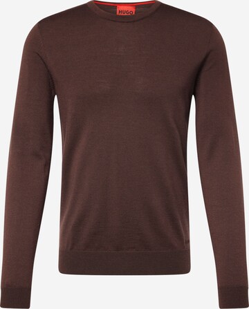 HUGO Sweater 'San Cedric' in Brown: front