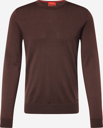 HUGO Sweater 'San Cedric' in Brown: front