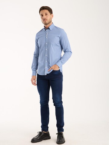 Slim fit Camicia business di 7Camicie in blu: frontale