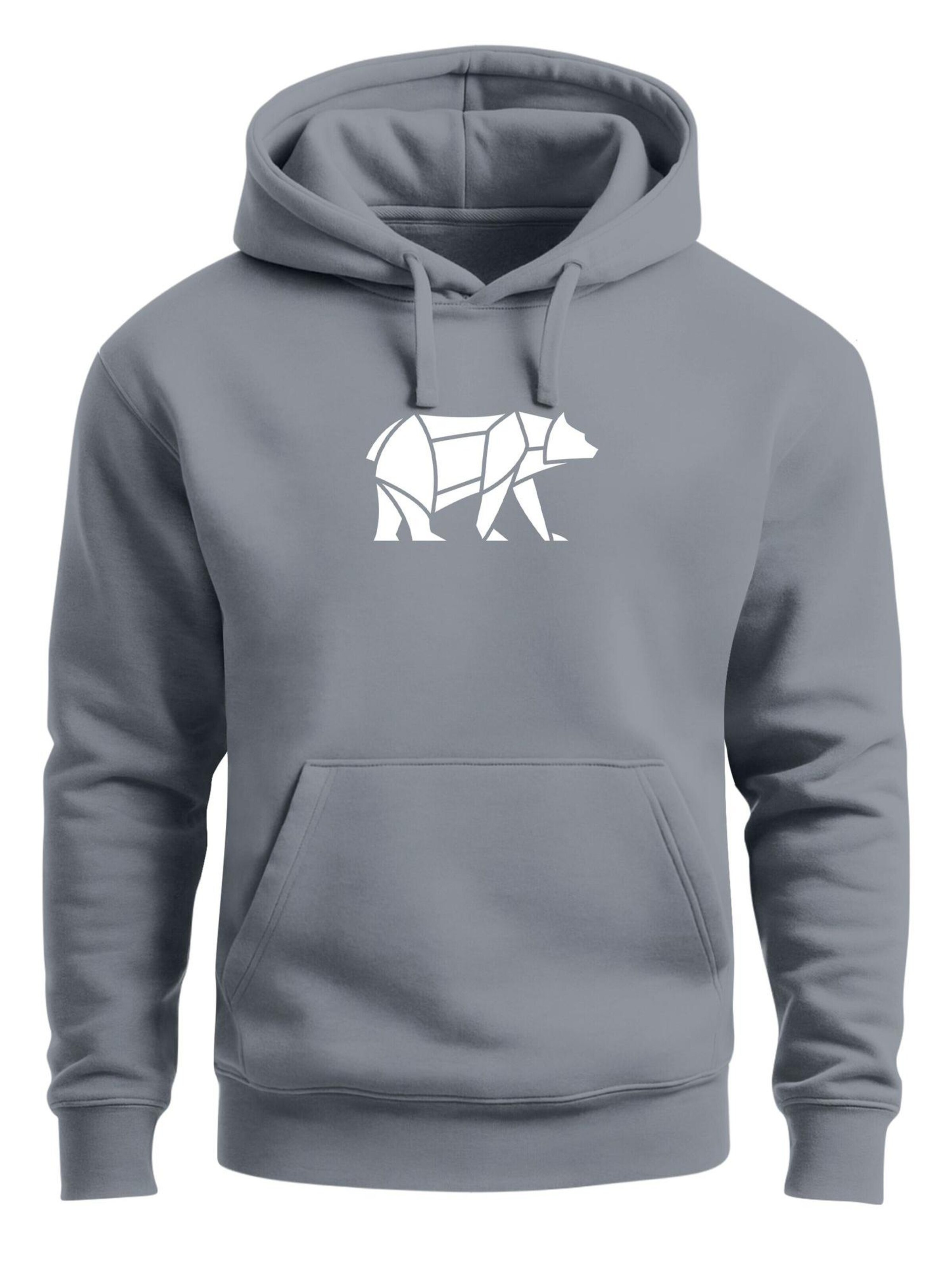 Neverless Sweatshirt 'Bär Lineart Polygon' in Grey: front